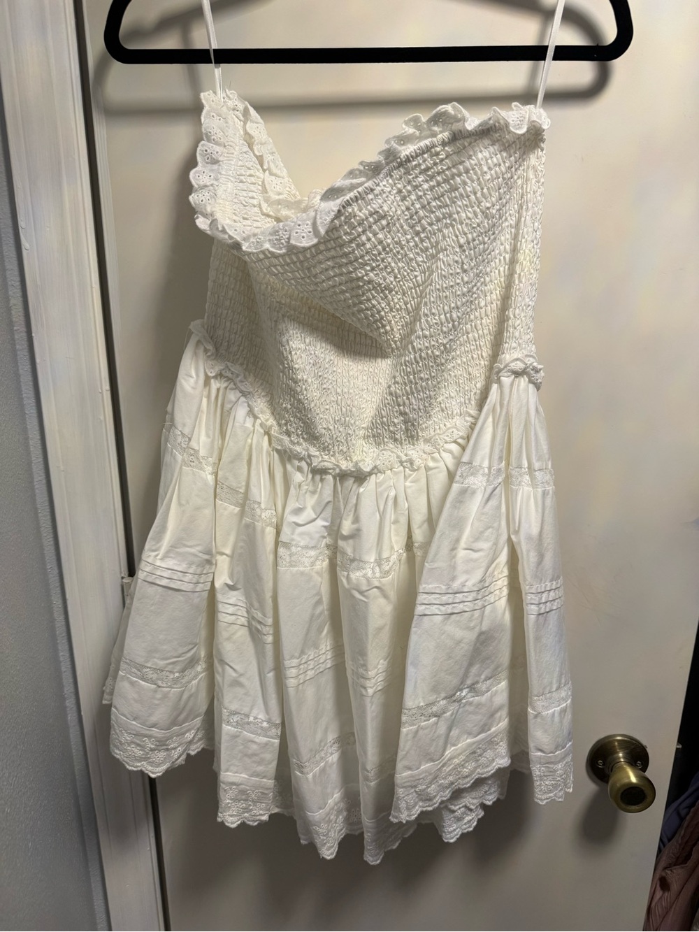 Fashion Nova White Eyelet Lace Strapless Dress